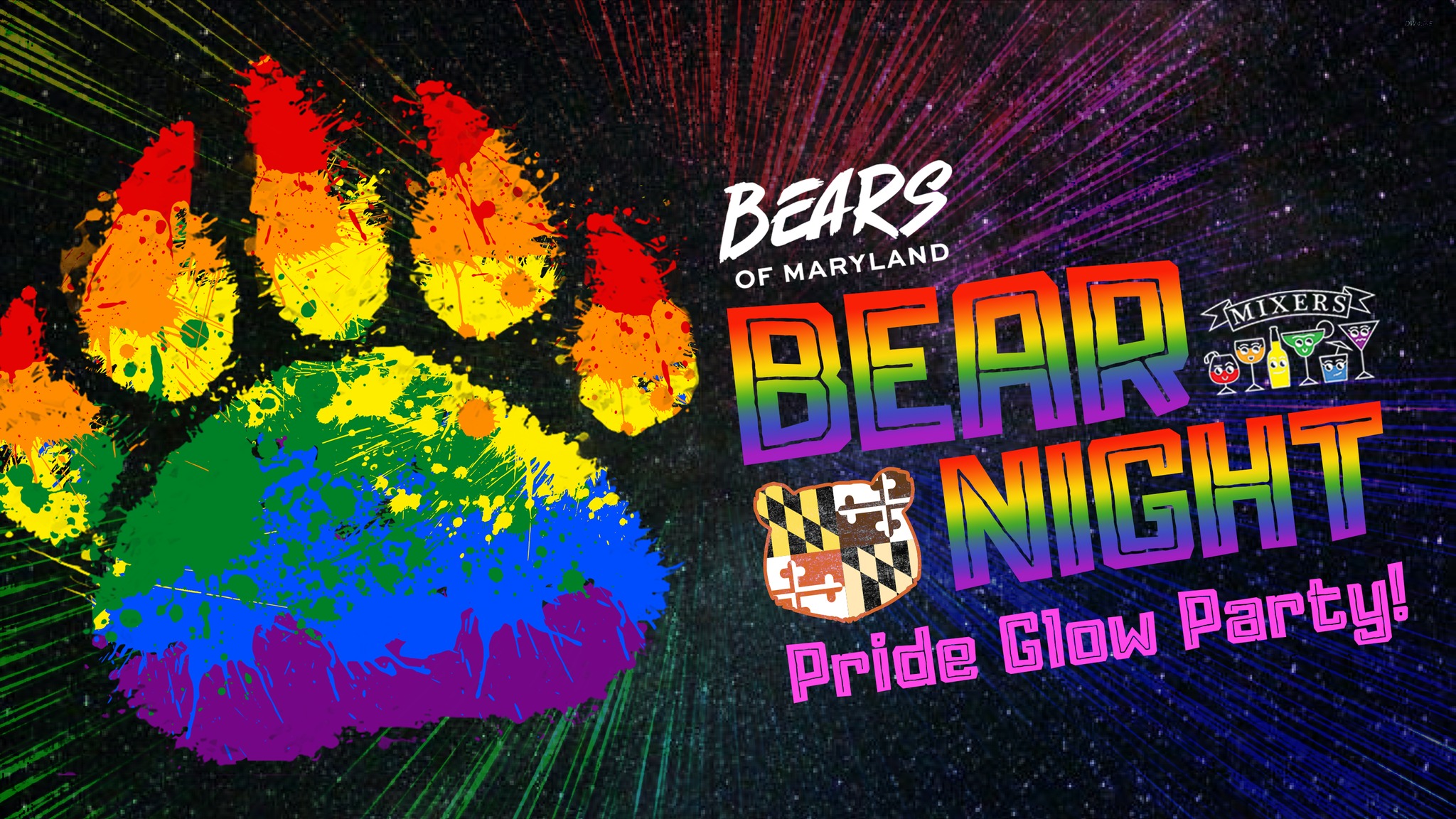 Bears of Maryland Bear Night June – Pride Glow Party! ❤️